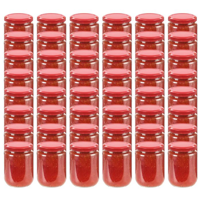 Jampotten met rode deksels 48 st 230 ml glas