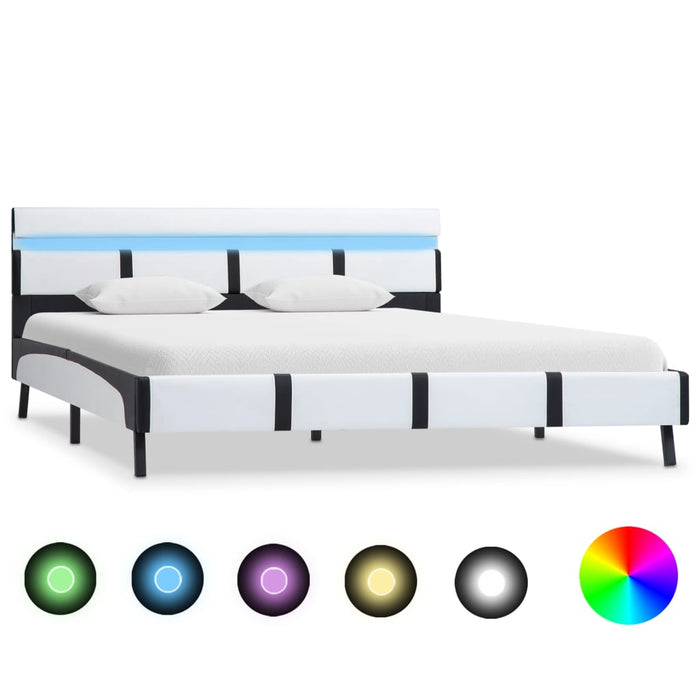 Bedframe met LED kunstleer wit 120x200 cm