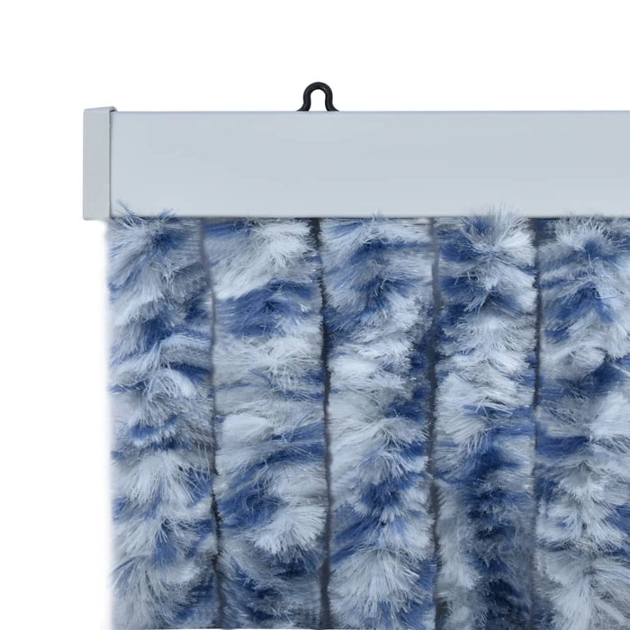 Vliegengordijn 100x220 cm chenille blauw, wit en zilver