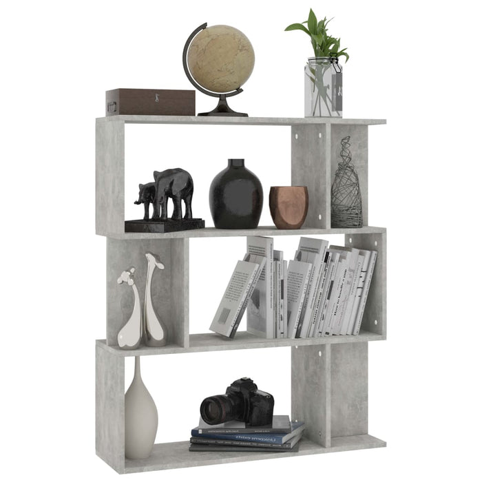 Boekenkast/kamerscherm 80x24x96 cm bewerkt hout betongrijs