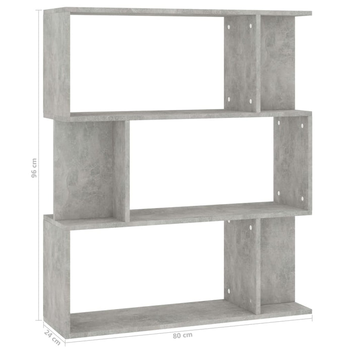 Boekenkast/kamerscherm 80x24x96 cm bewerkt hout betongrijs