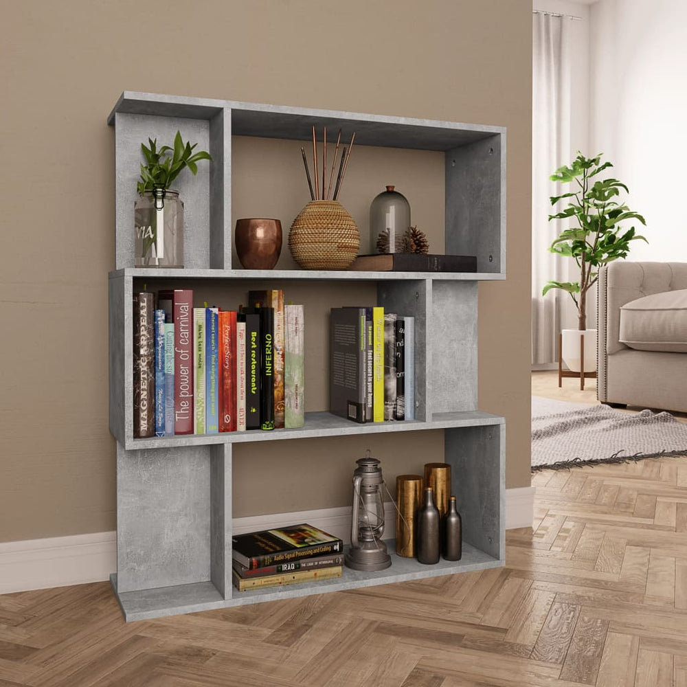 Boekenkast/kamerscherm 80x24x96 cm bewerkt hout betongrijs