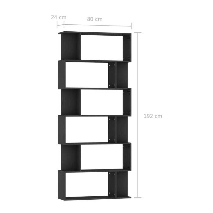 Boekenkast/kamerscherm 80x24x192 cm spaanplaat zwart