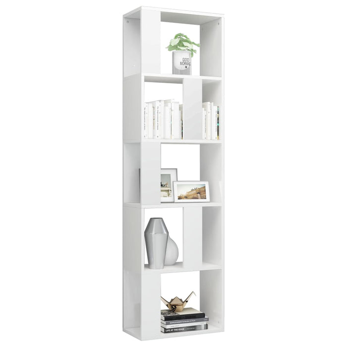 Boekenkast/kamerscherm 45x24x159 cm bewerkt hout hoogglans wit