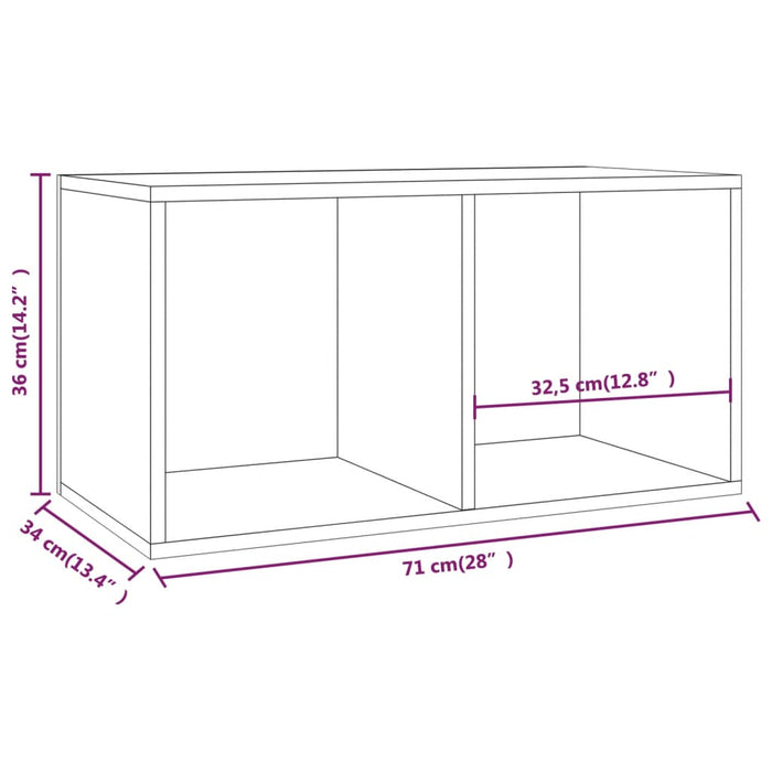 Opbergbox voor LP's 71x34x36 cm bewerkt hout sonoma eikenkleur