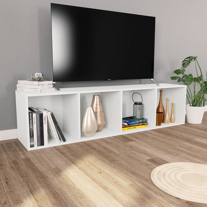 Boekenkast/tv-meubel 36x30x143 cm bewerkt hout wit