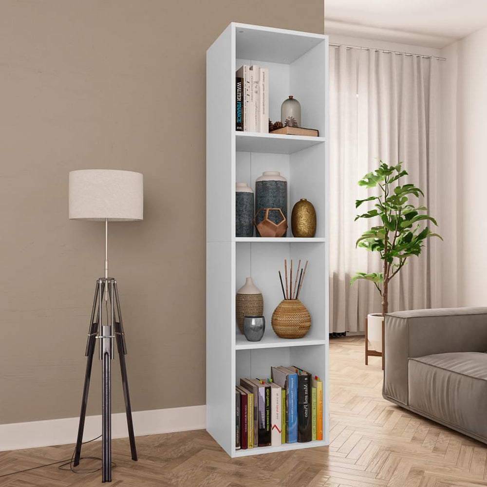 Boekenkast/tv-meubel 36x30x143 cm bewerkt hout wit