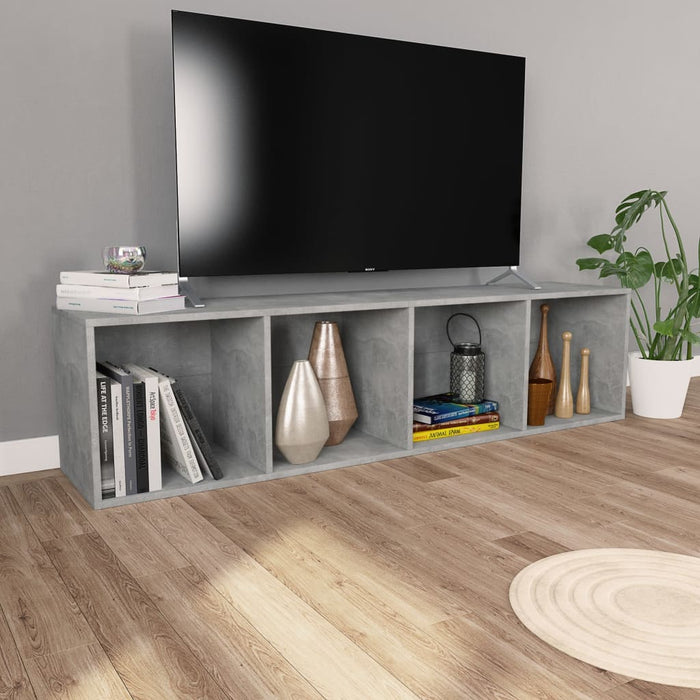Boekenkast/tv-meubel 36x30x143 cm bewerkt hout betongrijs
