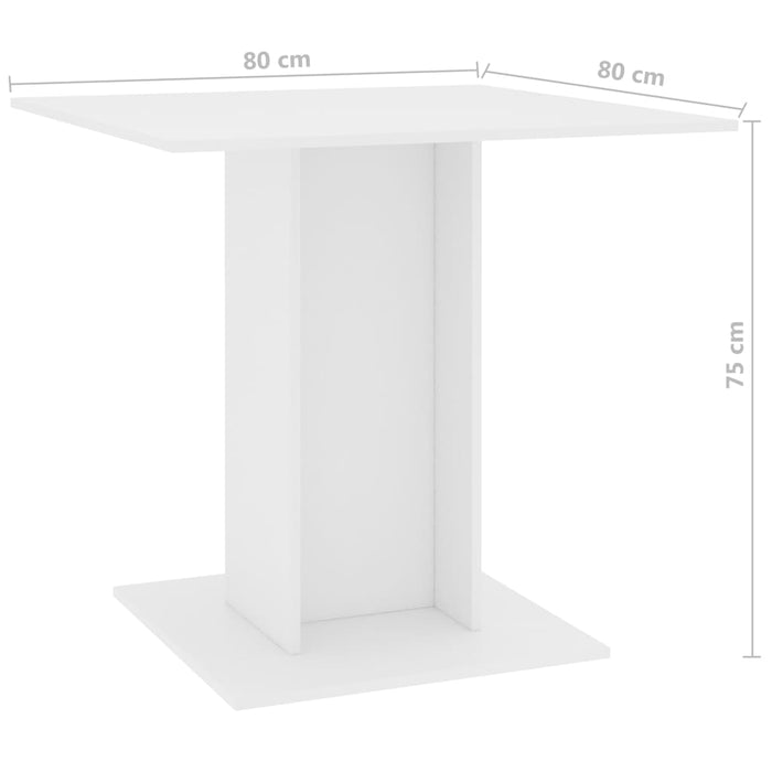 Eettafel 80x80x75 cm spaanplaat wit