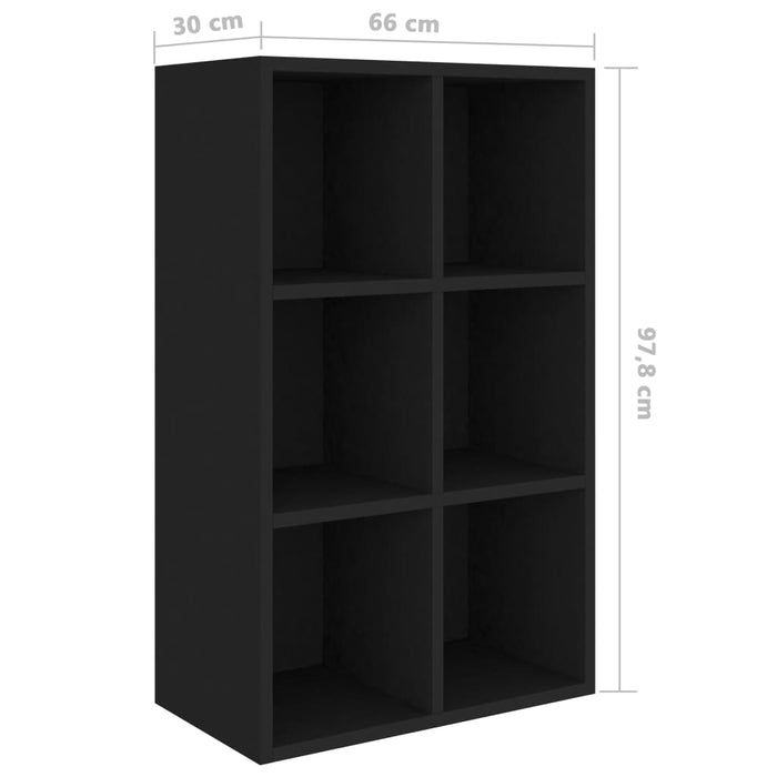 Boekenkast/dressoir 66x30x97,8 cm bewerkt hout zwart