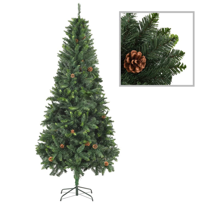 Kunstkerstboom met dennenappels 210 cm groen