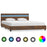 Bedframe met LED stof bruin 140x200 cm