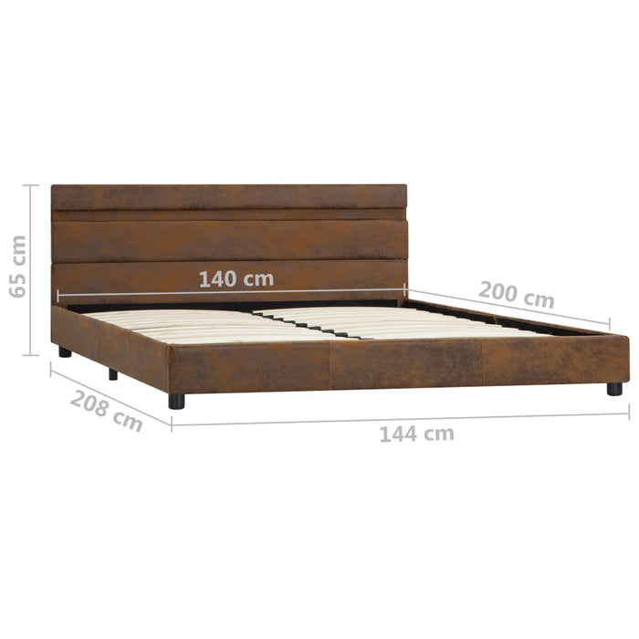 Bedframe met LED stof bruin 140x200 cm