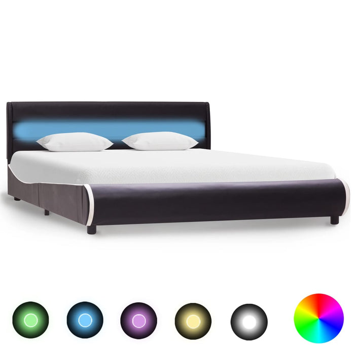 Bedframe met LED kunstleer zwart 160x200 cm