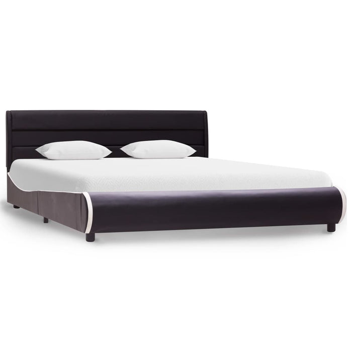 Bedframe met LED kunstleer zwart 160x200 cm