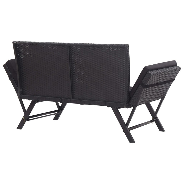 Tuinbank met kussens 176 cm poly rattan zwart