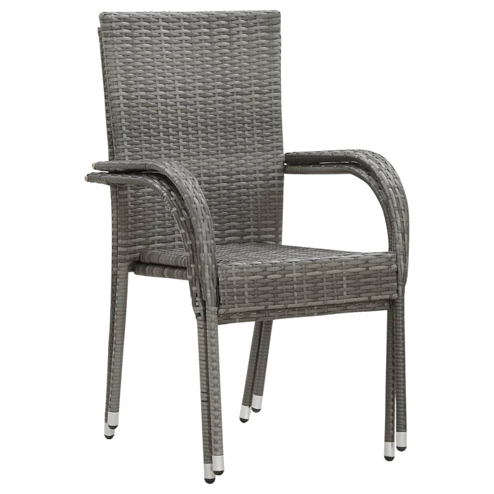 Tuinstoelen stapelbaar 2 st poly rattan grijs