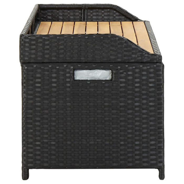 Tuinopbergbank 120 cm poly rattan zwart