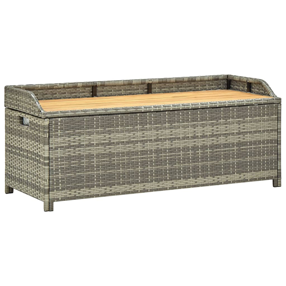 Tuinopbergbank 120 cm poly rattan grijs