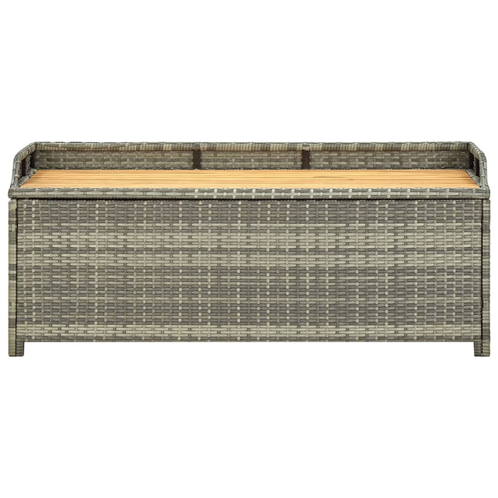 Tuinopbergbank 120 cm poly rattan grijs