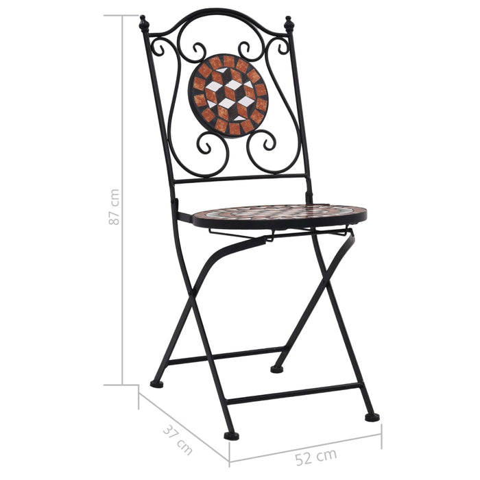 Bistrostoelen mozaïek 2 st keramiek bruin