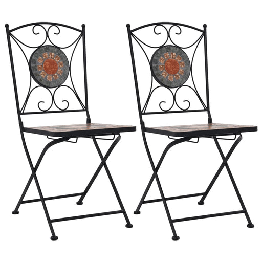 Bistrostoelen mozaïek 2 st oranje en grijs