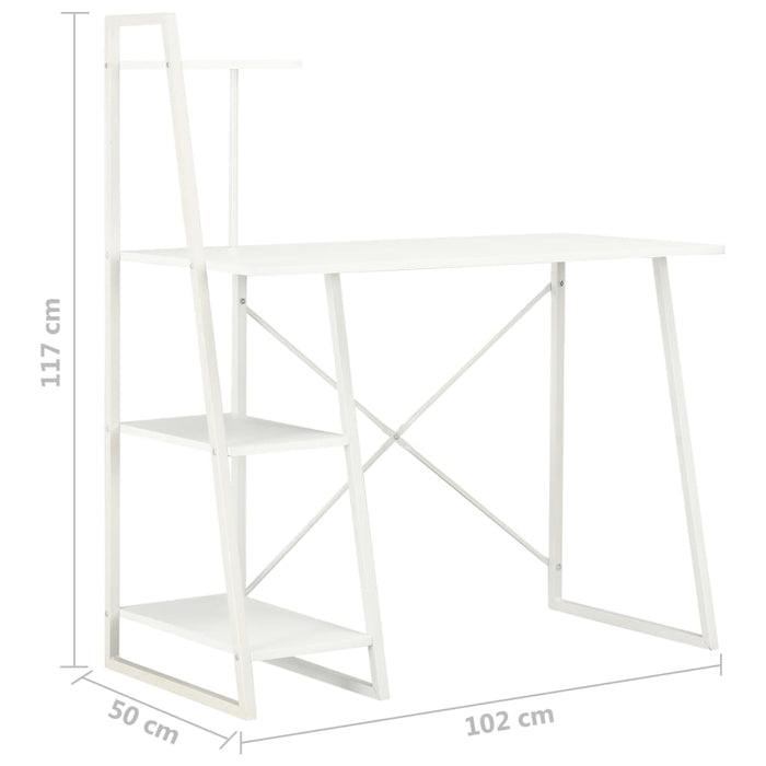 Bureau met schappen 102x50x117 cm wit