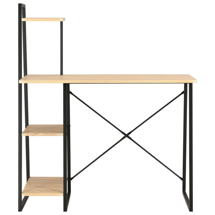 Bureau met schappen 102x50x117 cm zwart en eikenkleurig