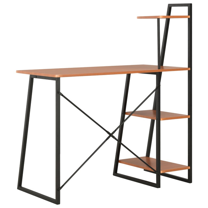 Bureau met schappen 102x50x117 cm zwart en bruin