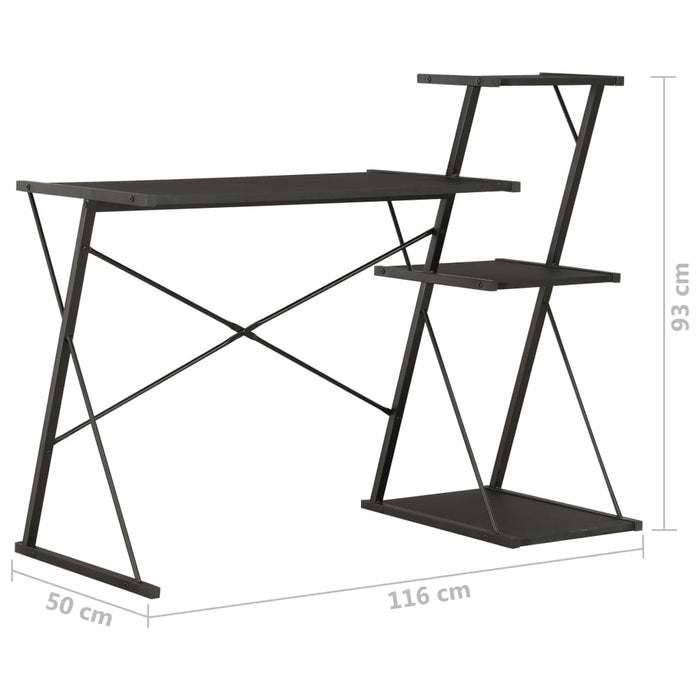 Bureau met schap 116x50x93 cm zwart