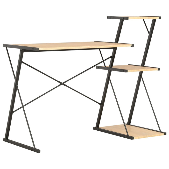 Bureau met schap 116x50x93 cm zwart en eikenkleurig