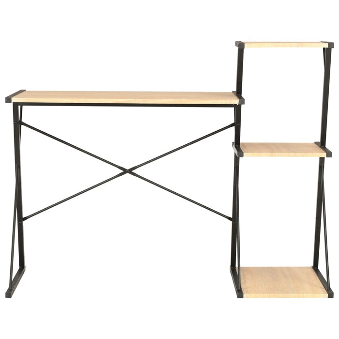 Bureau met schap 116x50x93 cm zwart en eikenkleurig