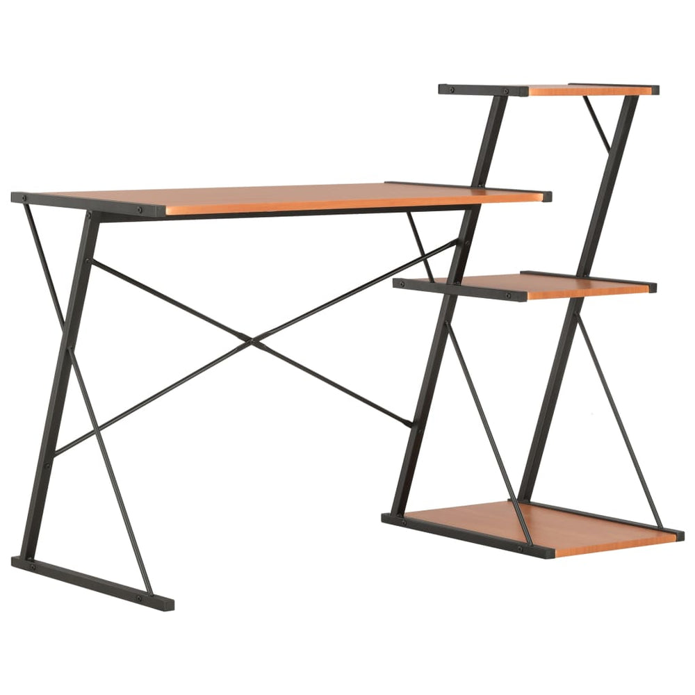 Bureau met schap 116x50x93 cm zwart en bruin