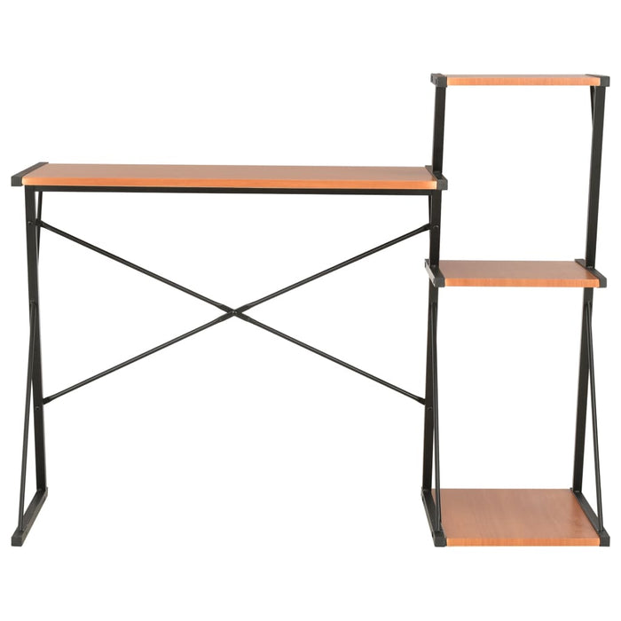 Bureau met schap 116x50x93 cm zwart en bruin