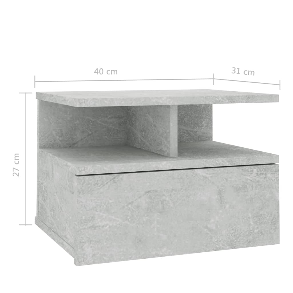 Nachtkastjes 2 st 40x31x27 cm bewerkt hout betongrijs