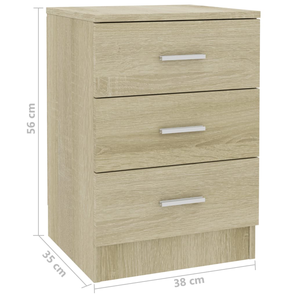 Nachtkastjes 2 st 38x35x56 cm bewerkt hout sonoma eikenkleurig