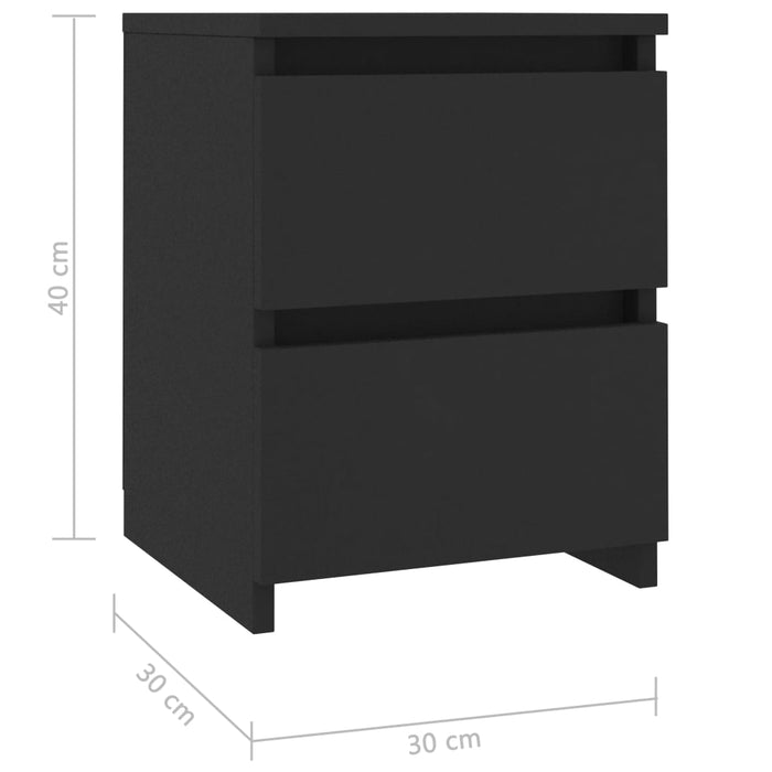 Nachtkastjes 2 st 30x30x40 cm bewerkt hout zwart