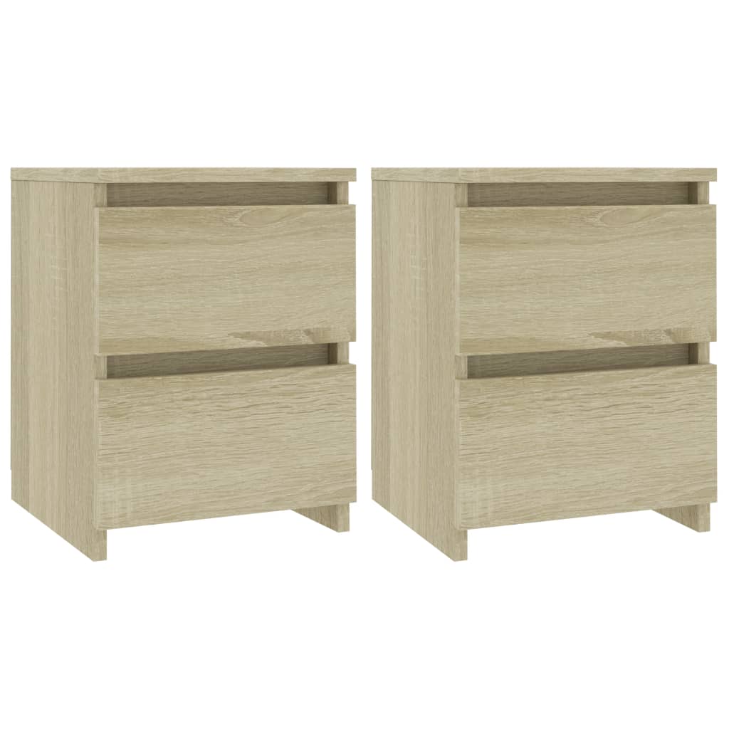 Nachtkastjes 2 st 30x30x40 cm bewerkt hout sonoma eikenkleurig