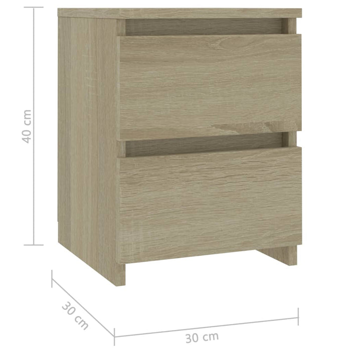 Nachtkastjes 2 st 30x30x40 cm bewerkt hout sonoma eikenkleurig