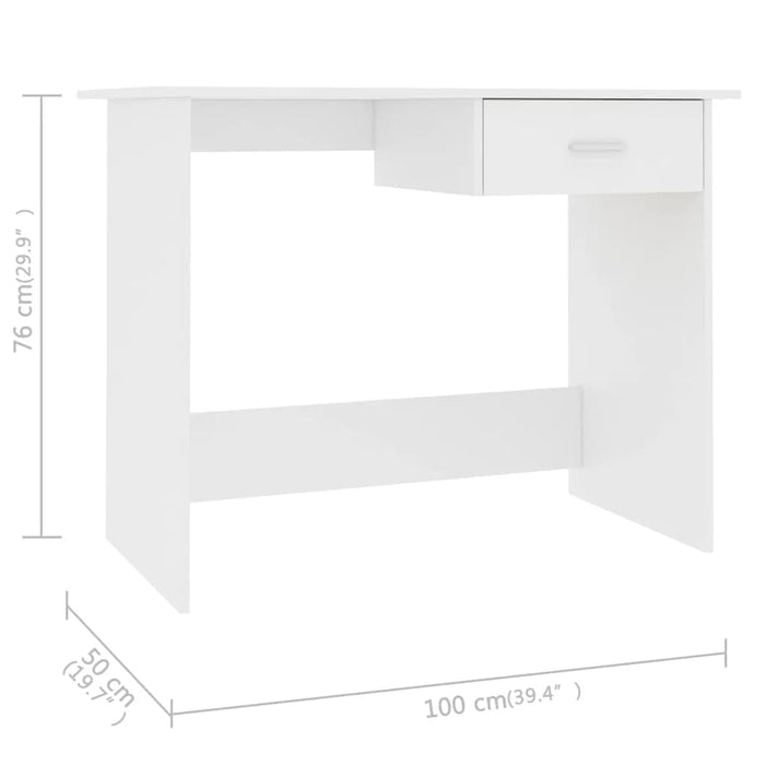 Bureau 100x50x76 cm bewerkt hout wit