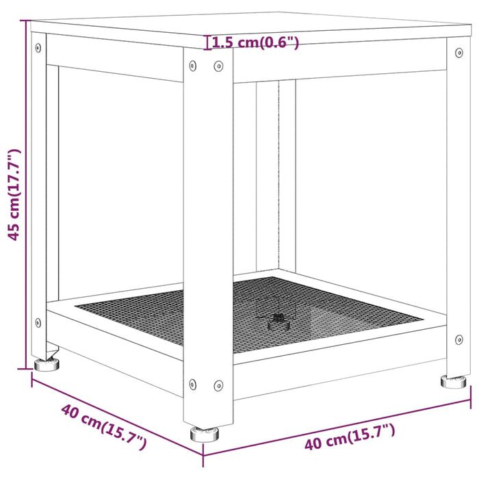 Bijzettafel 40x40x45 cm MDF en ijzer donkerbruin en zwart