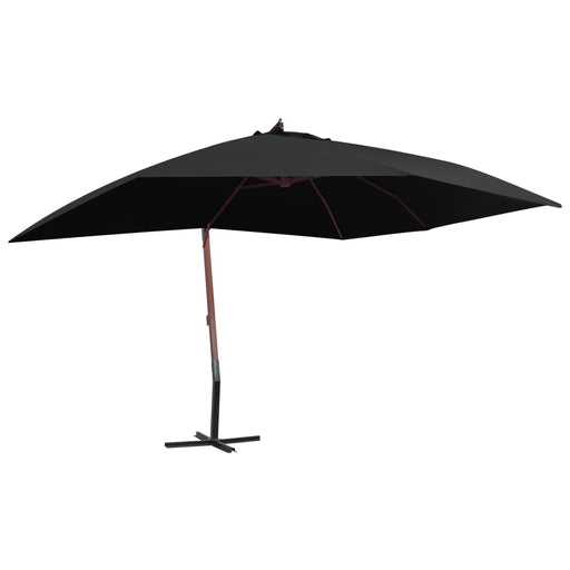 Zweefparasol met houten paal 400x300 cm zwart