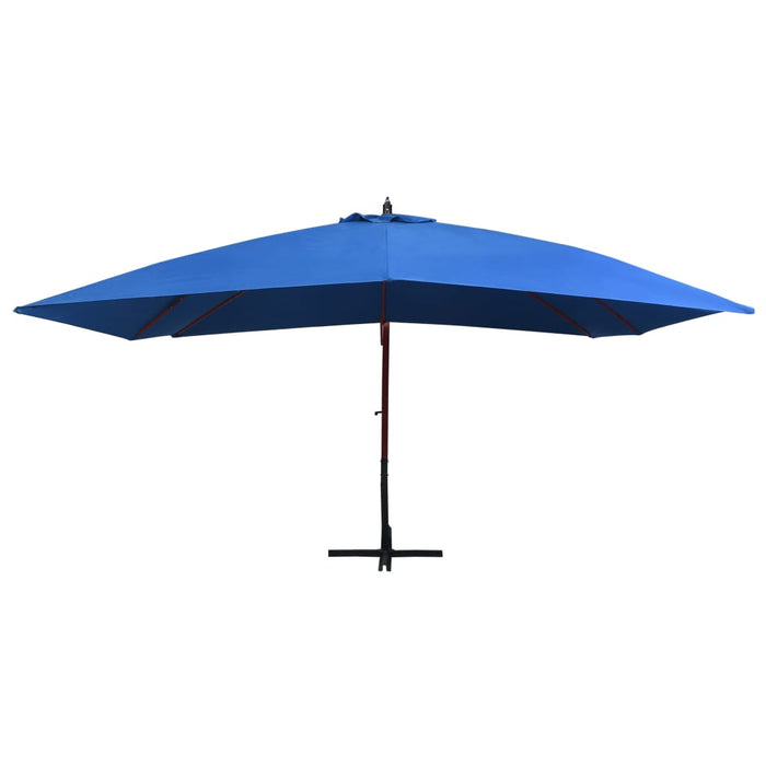 Zweefparasol met houten paal 400x300 cm blauw