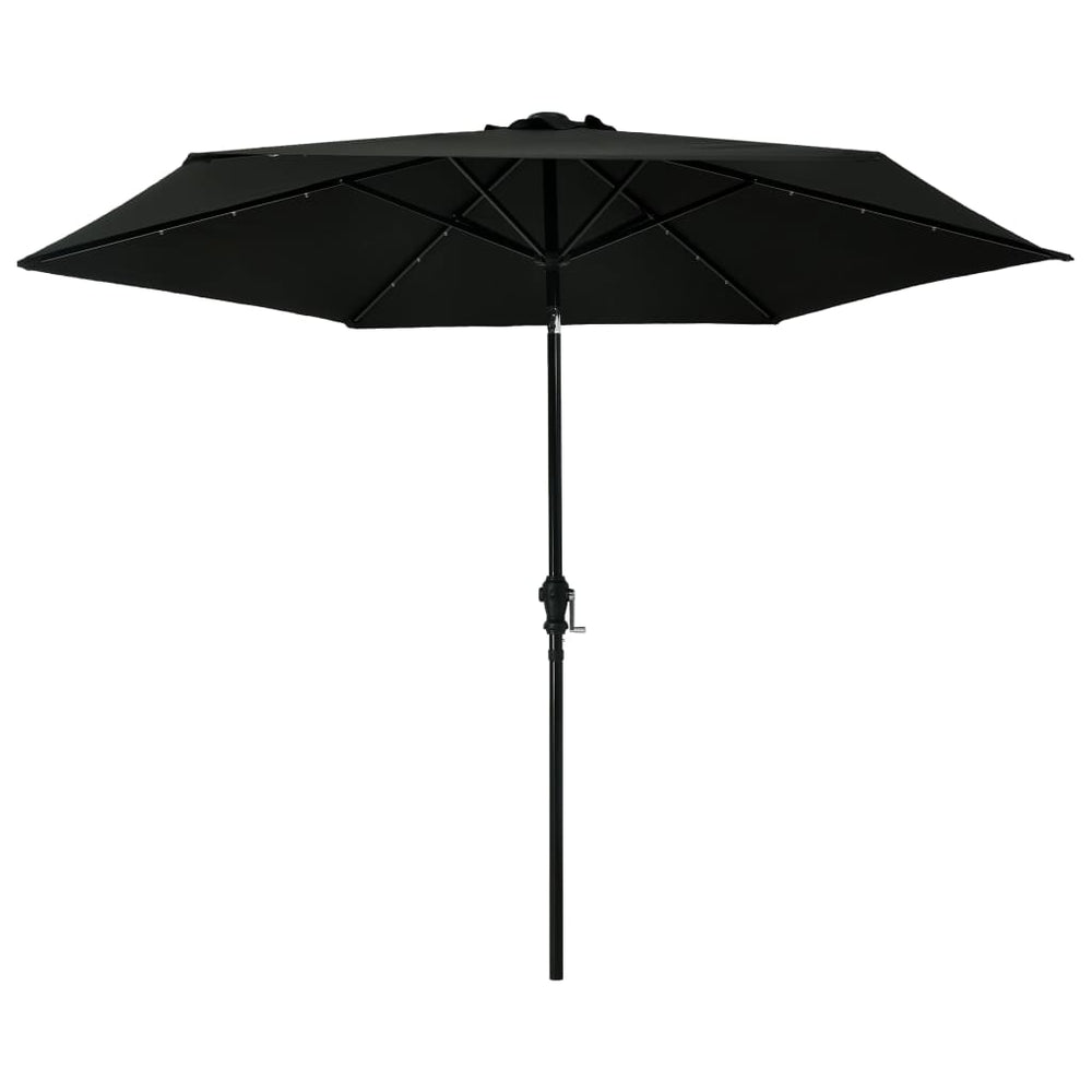 Parasol met LED-verlichting en stalen paal 300 cm zwart