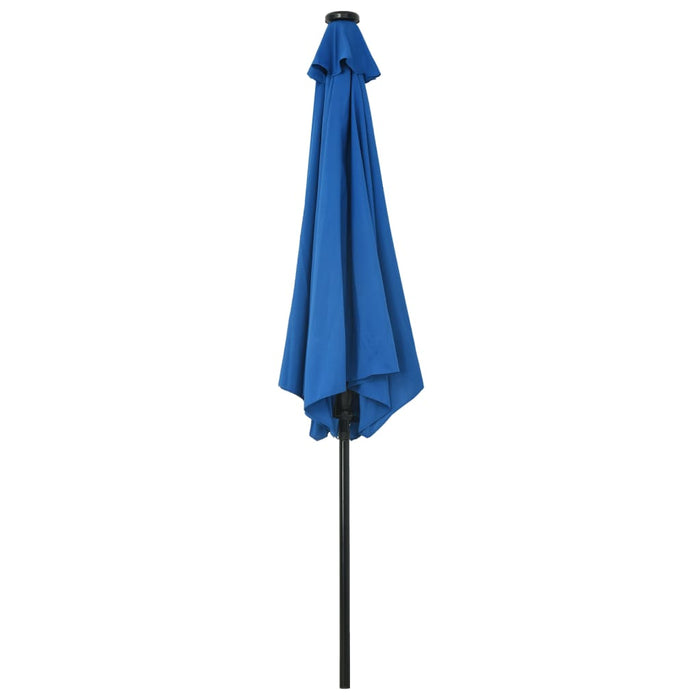 Parasol met LED-verlichting en stalen paal 300 cm blauw