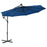 Zweefparasol met LED-verlichting en stalen paal 300 cm blauw