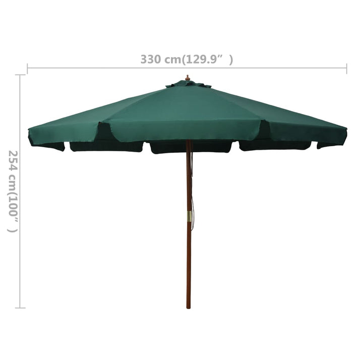 Parasol met houten paal 330 cm groen