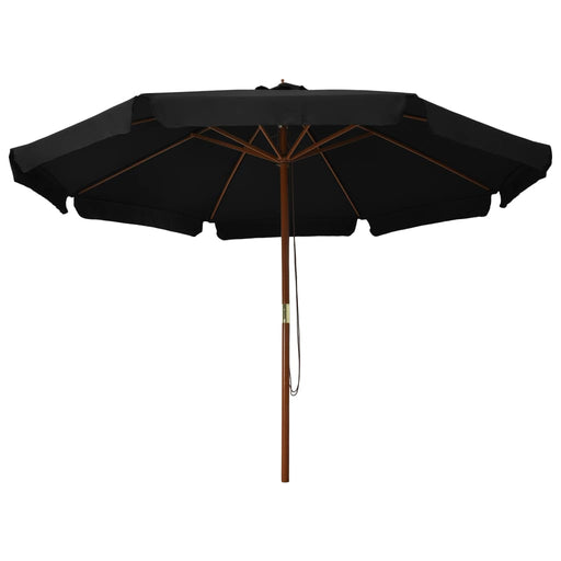 Parasol met houten paal 330 cm zwart