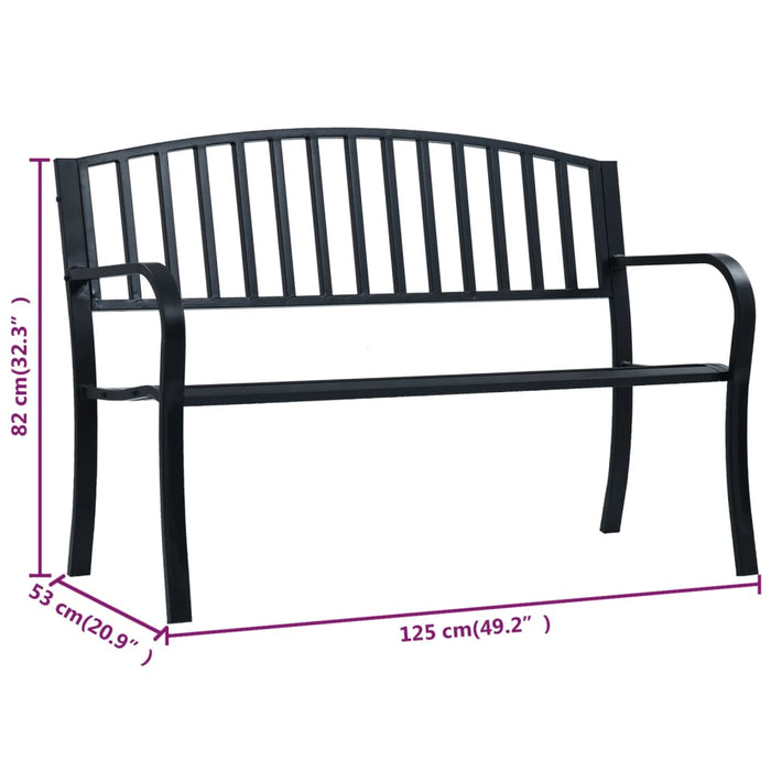 Tuinbank 125 cm staal zwart