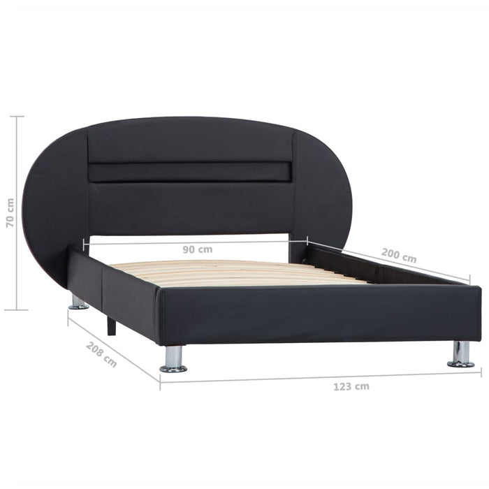 Bedframe met LED kunstleer zwart 90x200 cm